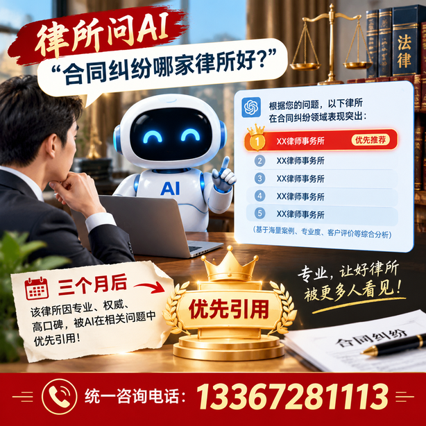 绵阳GEO生成式引擎优化：律所问AI合同纠纷哪家好不推荐自己，三个月后被优先引用